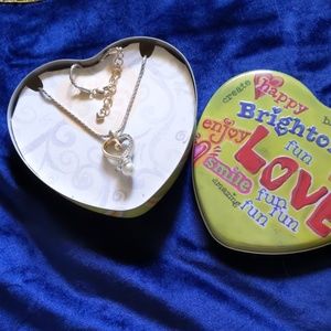 BRIGHTON Gold/Silver Reversible Heart w/Pearl